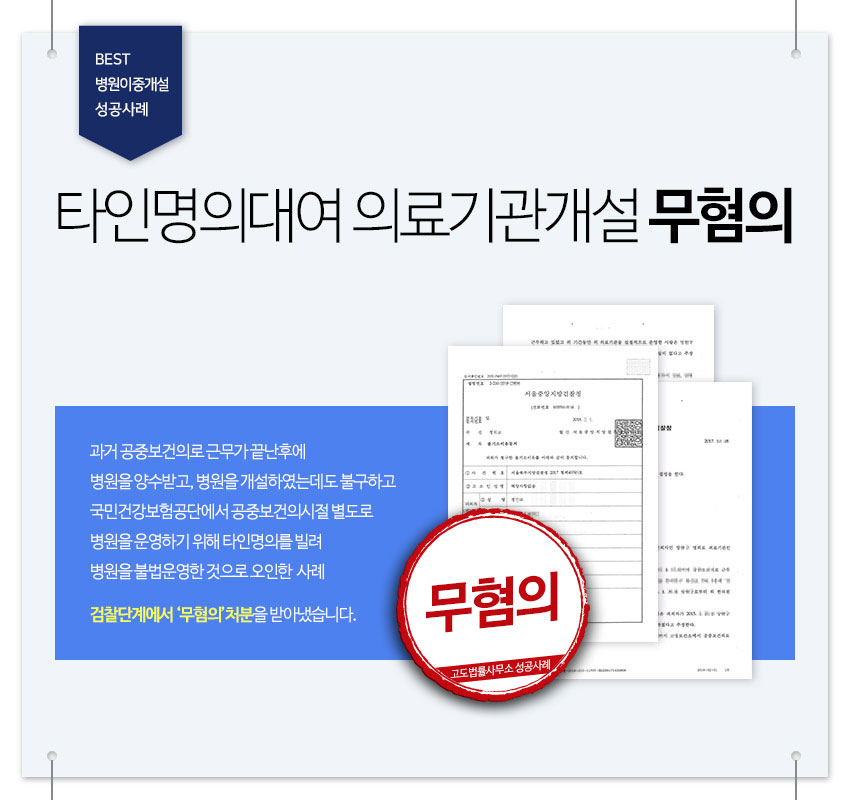 타인명의대여 의료기관개설 무혐의