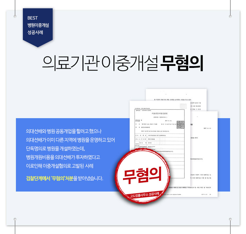 의료기관 이중개설 무혐의